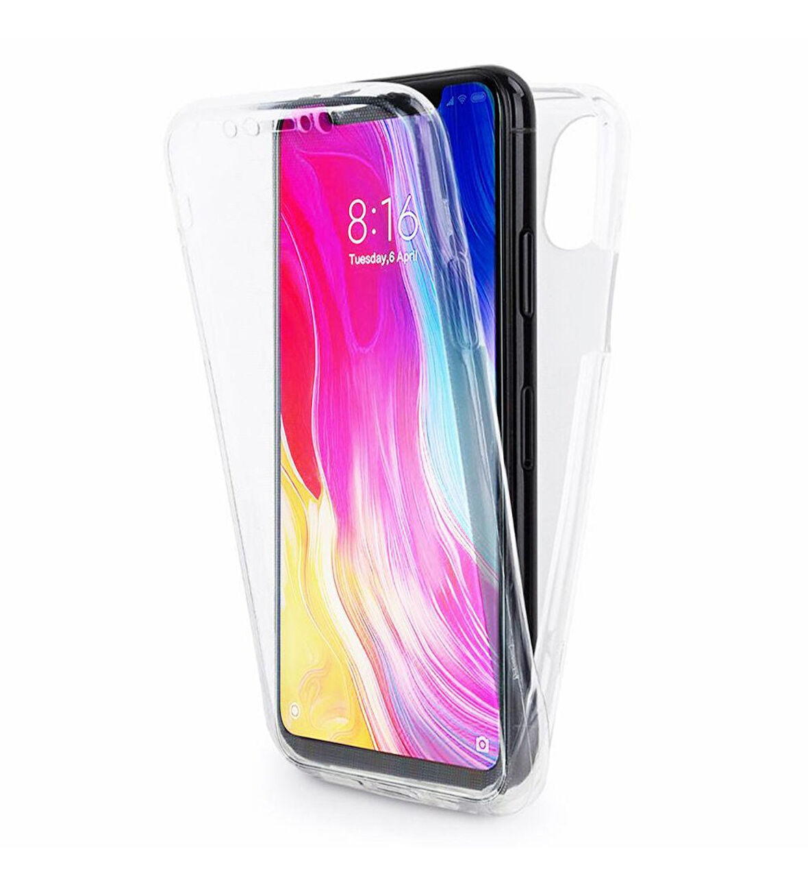 Xiaomi Mi 8 Uyumlu Ön Arka 360 Tam Koruma Şeffaf Soft Silikon Kılıf