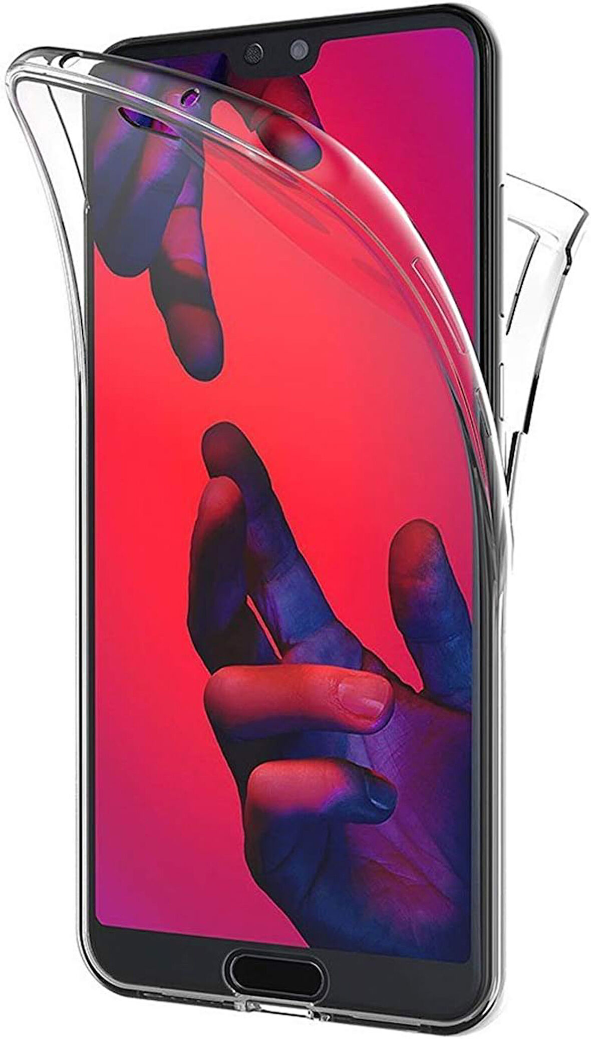 Huawei P20 Uyumlu Ön Arka 360 Tam Koruma Şeffaf Soft Silikon Kılıf