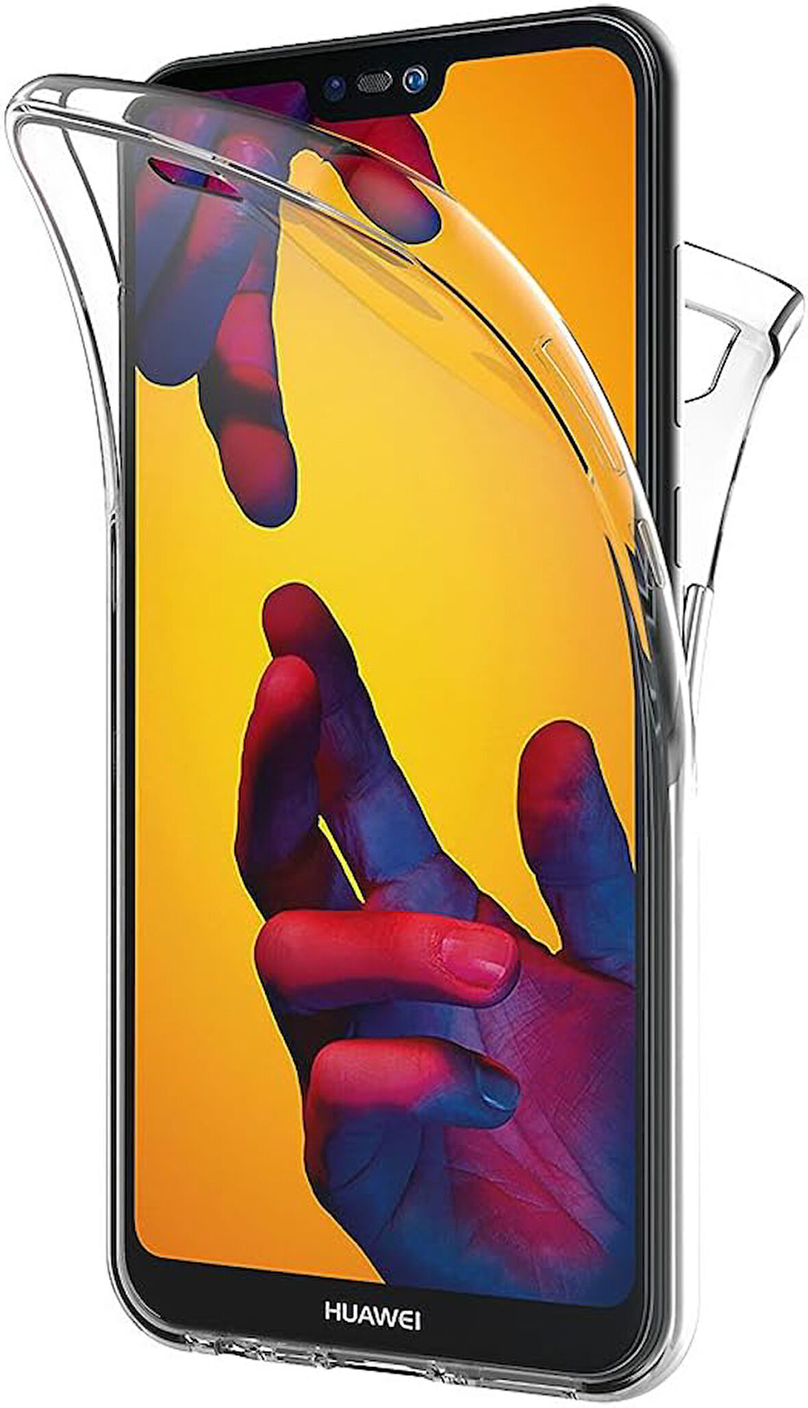 Huawei P20 Lite Uyumlu Ön Arka 360 Tam Koruma Şeffaf Soft Silikon Kılıf