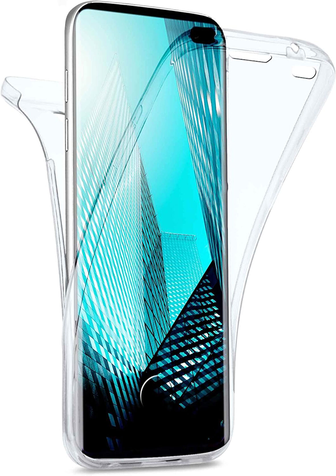 Samsung Galaxy S10 Uyumlu Ön Arka 360 Tam Koruma Şeffaf Soft Silikon Kılıf