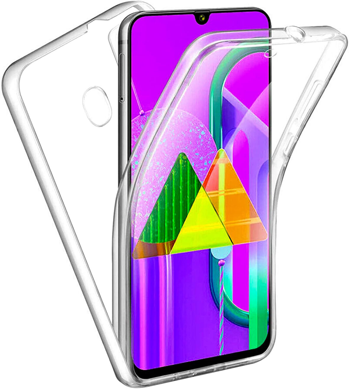 Samsung Galaxy M30s Uyumlu Ön Arka 360 Tam Koruma Şeffaf Soft Silikon Kılıf