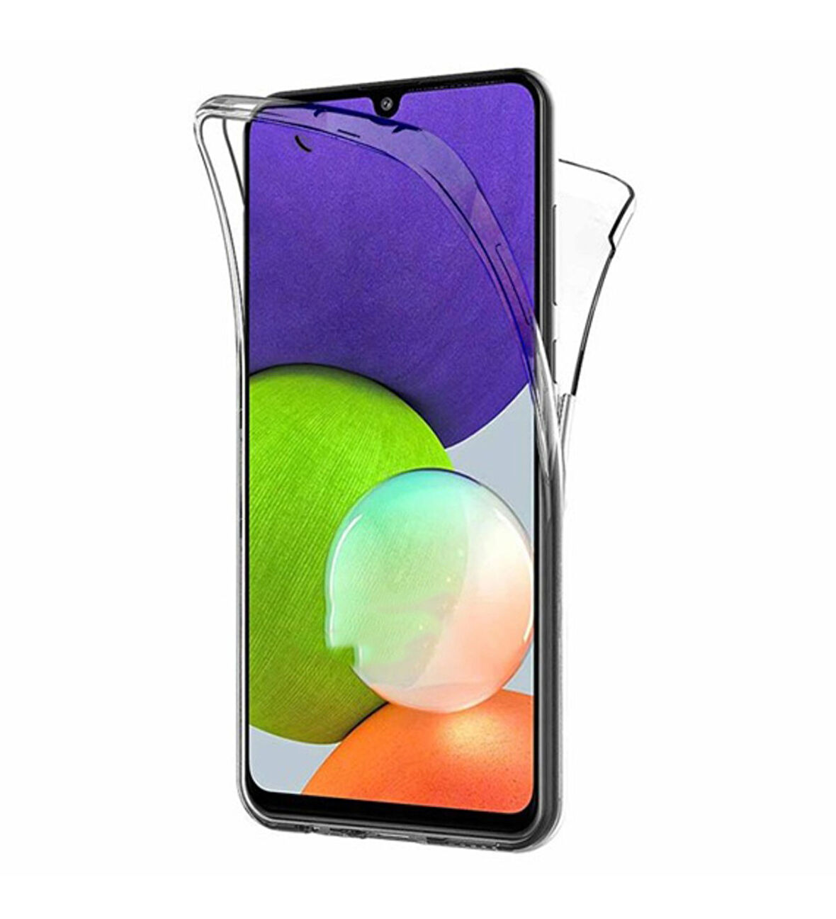 Samsung Galaxy A22 4G Uyumlu Ön Arka 360 Tam Koruma Şeffaf Soft Silikon Kılıf