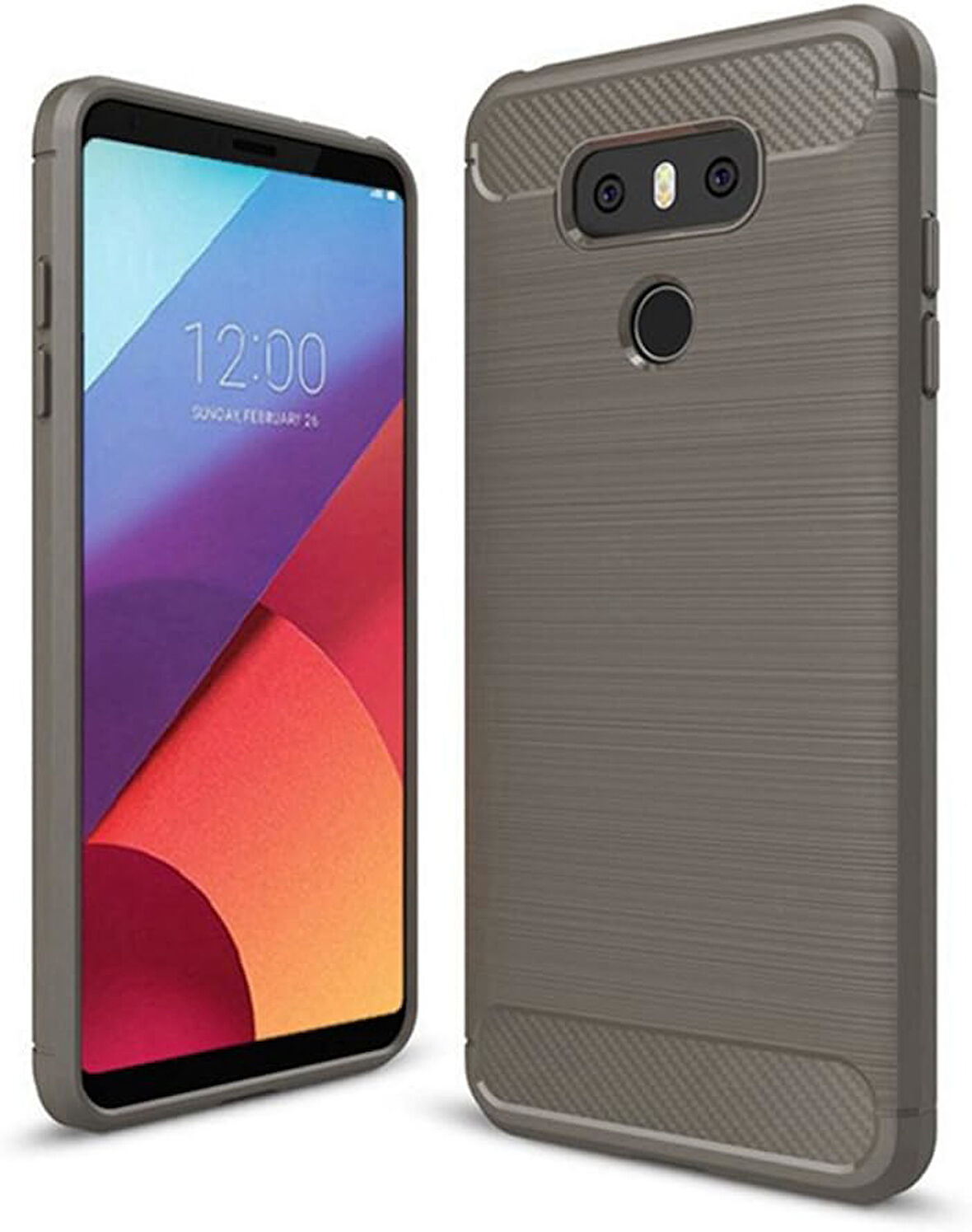 LG G6 ile Uyumlu Kamera Korumalı Darbe Önleyici Carbon Brushed Silikon Kılıf