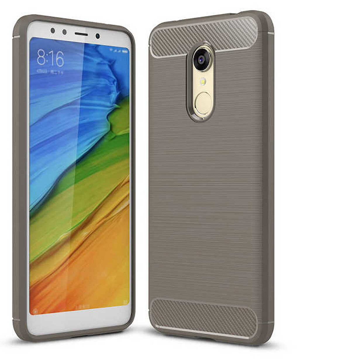 Xiaomi Redmi 5 ile Uyumlu Kamera Korumalı Darbe Önleyici Carbon Brushed Silikon Kılıf