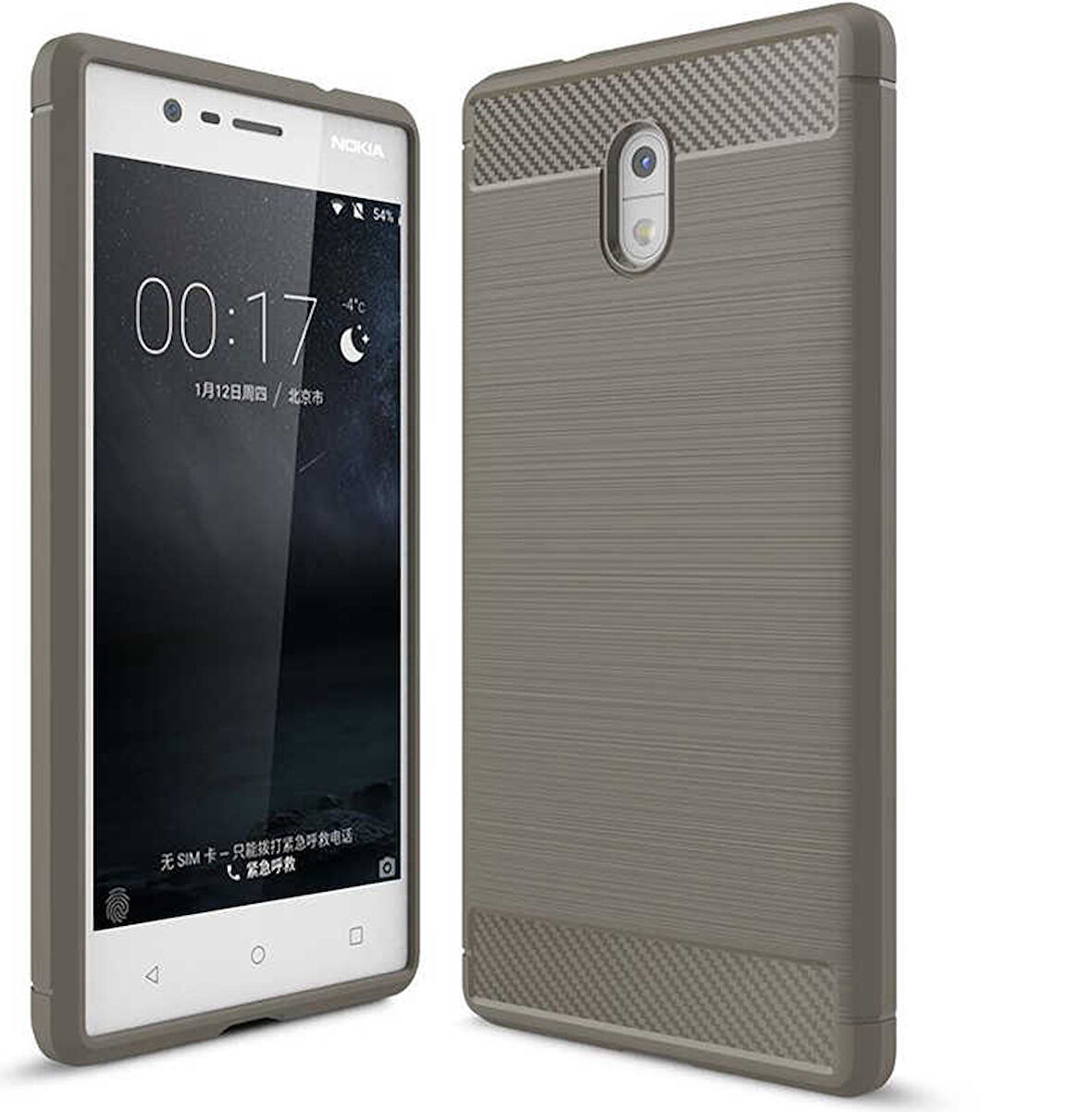 Nokia 6 ile Uyumlu Kamera Korumalı Darbe Önleyici Carbon Brushed Silikon Kılıf