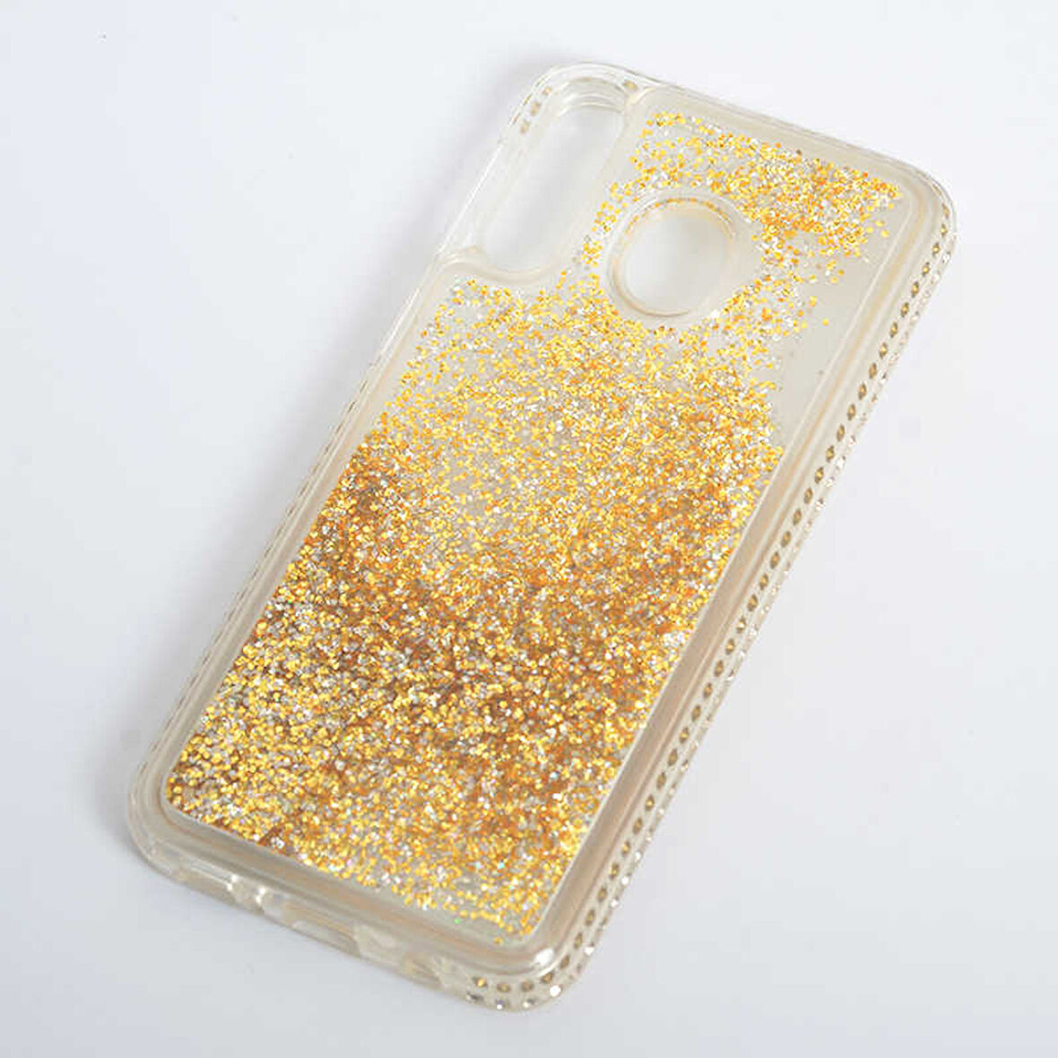 Huawe P20 Lite Uyumlu Yanları Taşlı Sulu Simli Lüx Silikon Kılıf