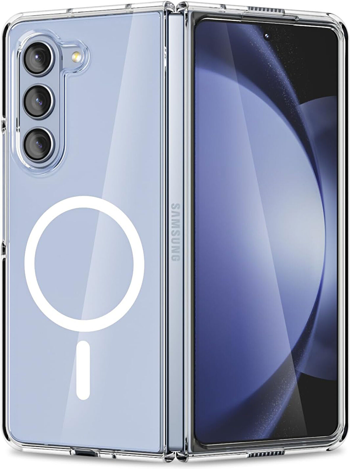 Samsung Galaxy Z Fold 6 Uyumlu Kamera Korumalı Magsafe Wireless Şarj Özellikli Şeffaf Silikon Kılıf