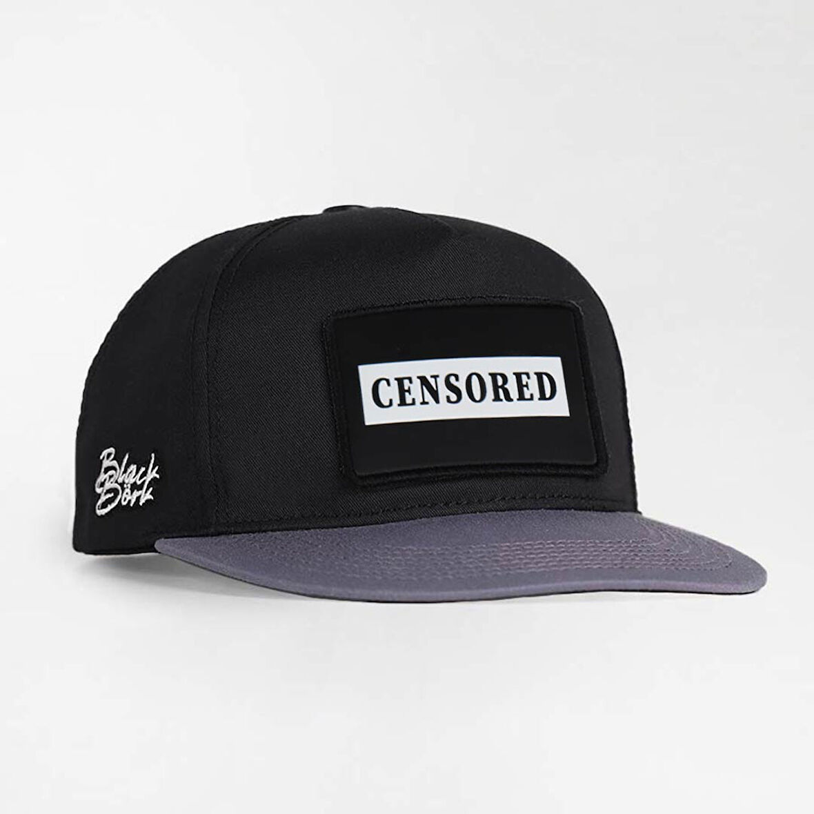 Censored Logolu Gri-Siyah Hip Hop Şapka