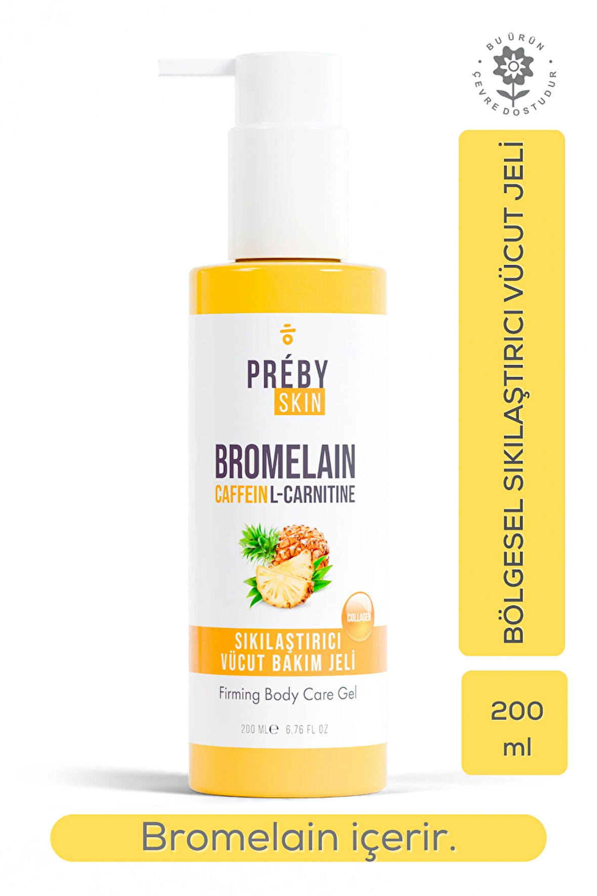 Bromelain, Kafein ve LCarnitine İçeren Sıkılaştırıcı Vücut Bakım Jeli