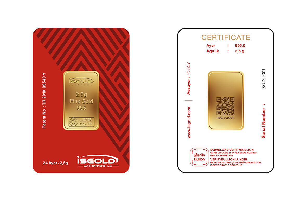 İsgold 2,5 Gram Altın 24 Ayar (0.995) Külçe Altın