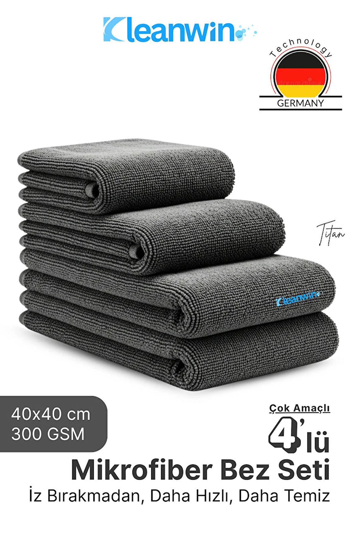 Titan Mikrofiber Bez 40x40Cm 4 Adet Oto Yıkama Kurulama Bezi Leke Bırakmaz Cam Havlu
