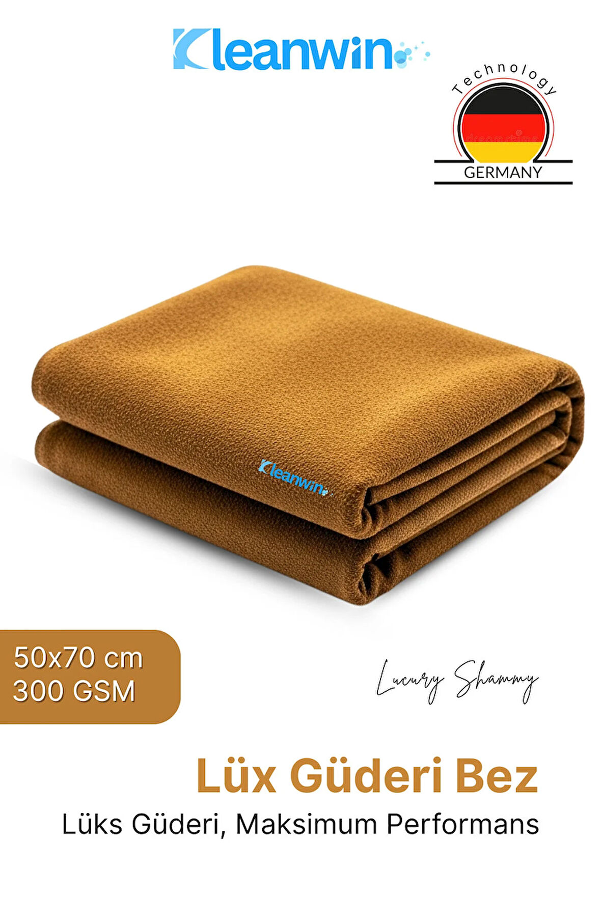 Luxury Shammy Lüx Güderi Bez 50x70Cm 300 GSM Oto Kurulama Bezi Araç Yıkama ve Cam Temizlik