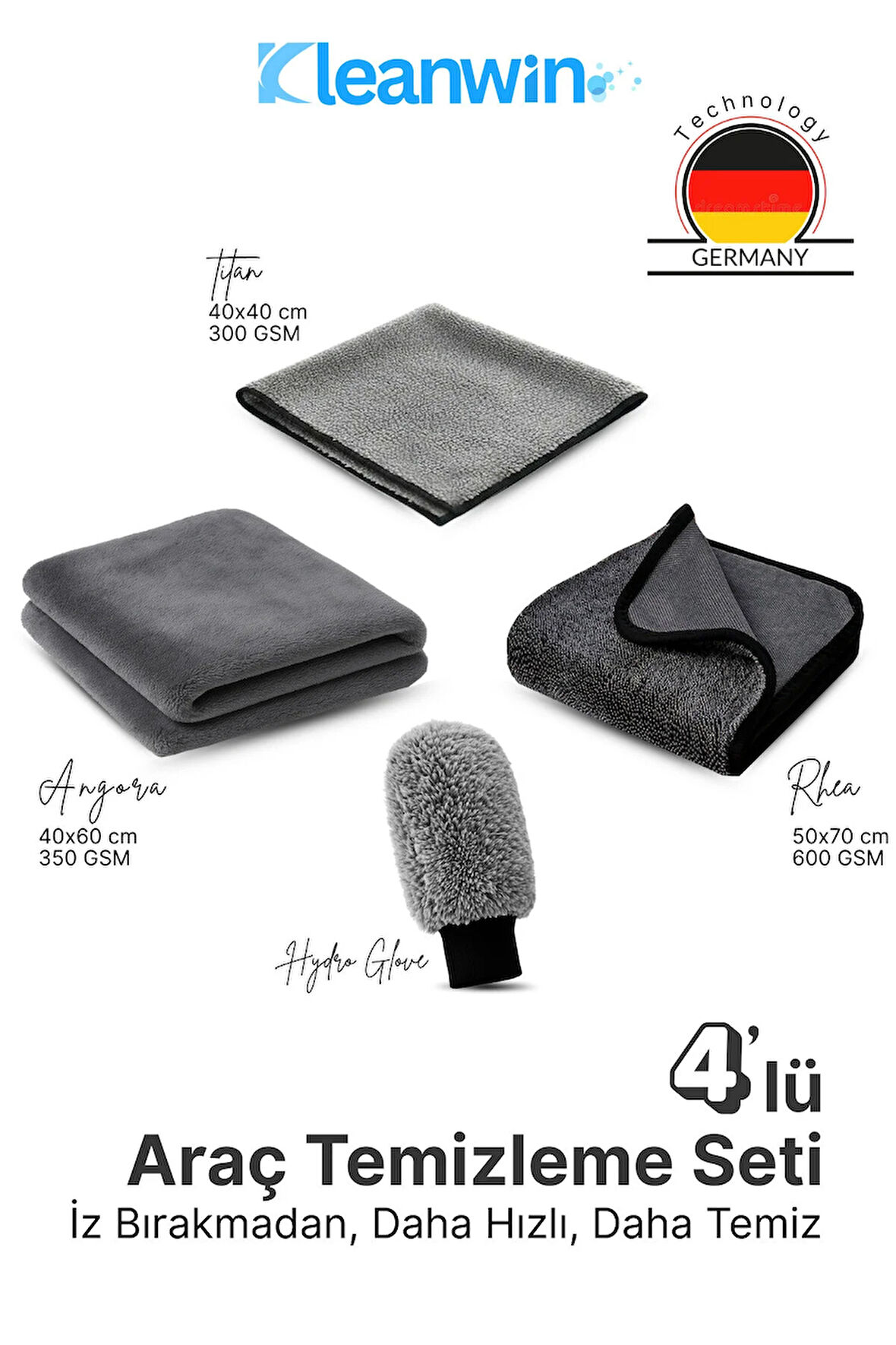 4’lü Mikrofiber Oto Yıkama ve Kurulama Seti – Araç İç ve Dış Temizlik Bezleri ve Oto Yıkama Eldiveni