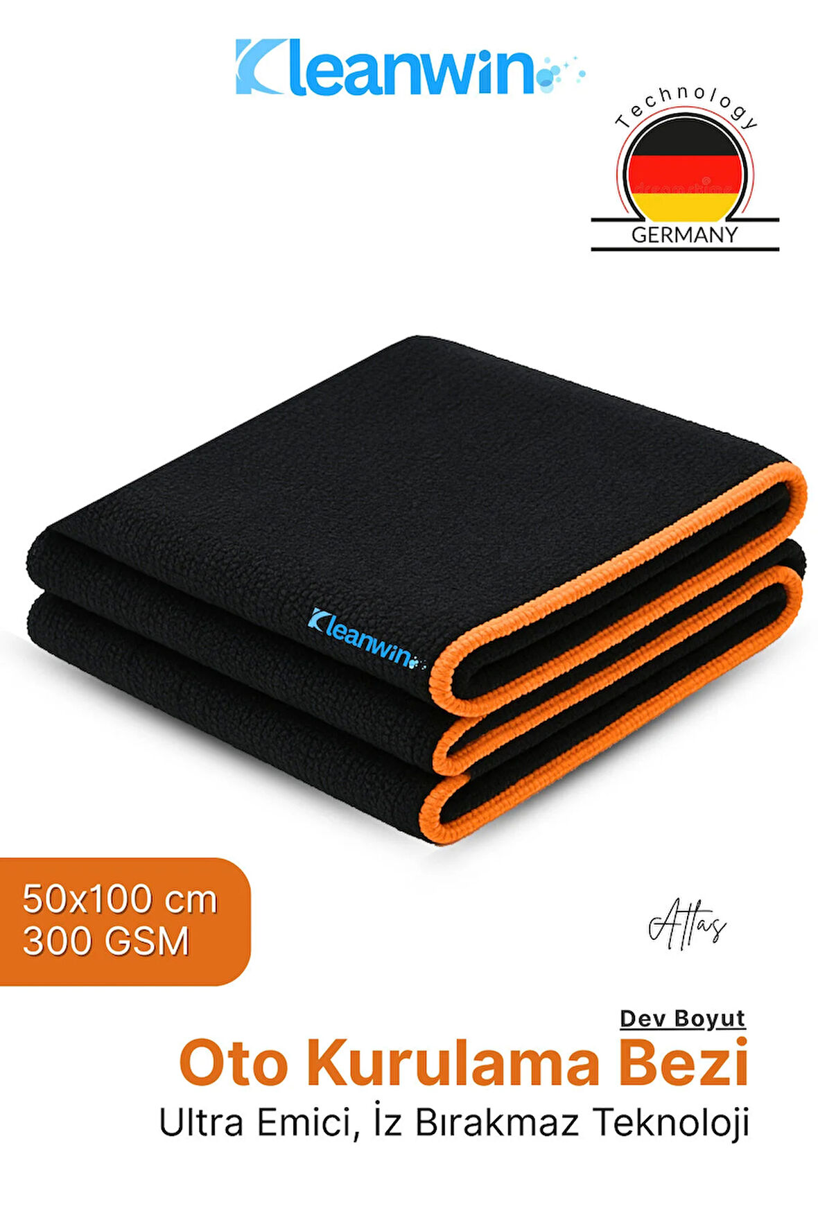 Atlas 50x100Cm Premium Mikrofiber Araba Kurulama Bezi – Maxi Boy Ultra Emici Oto Kurulama Havlusu