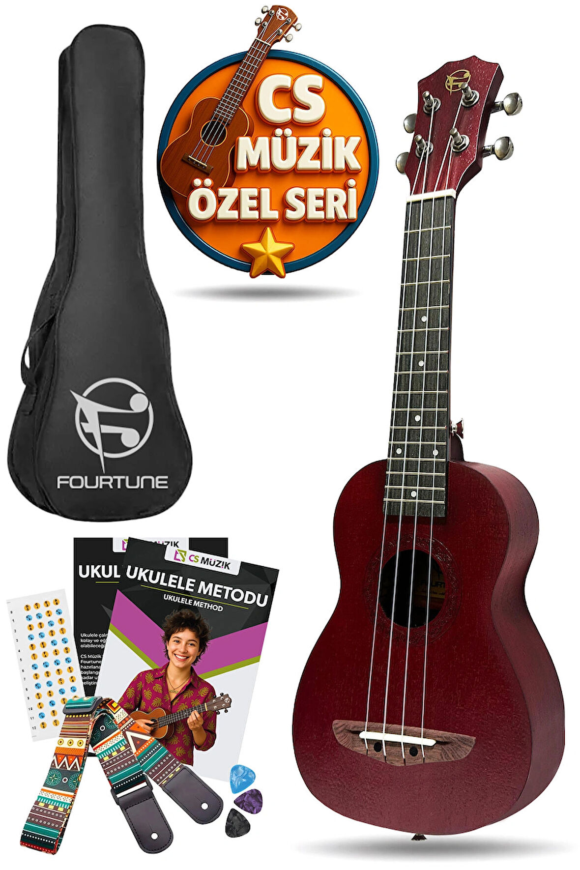 Fourtune Elio UKS-21RD Soprano Ukulele Maun Hakiki Ağaç (ÖZEL SERİ)