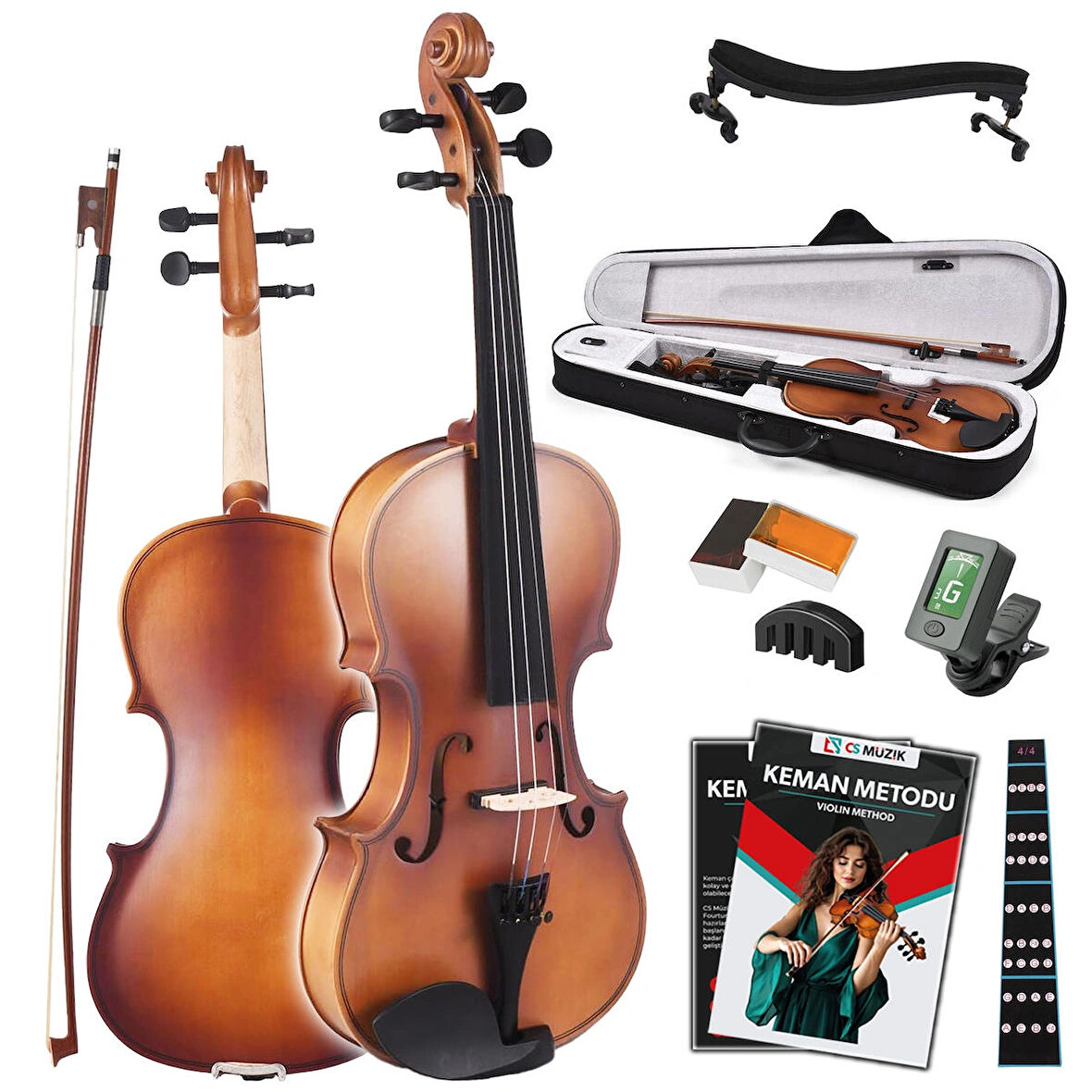 Fourtune Dante VL-200SBR 4/4 Akustik Keman Seti (Tam Boy-Açık Kahve)