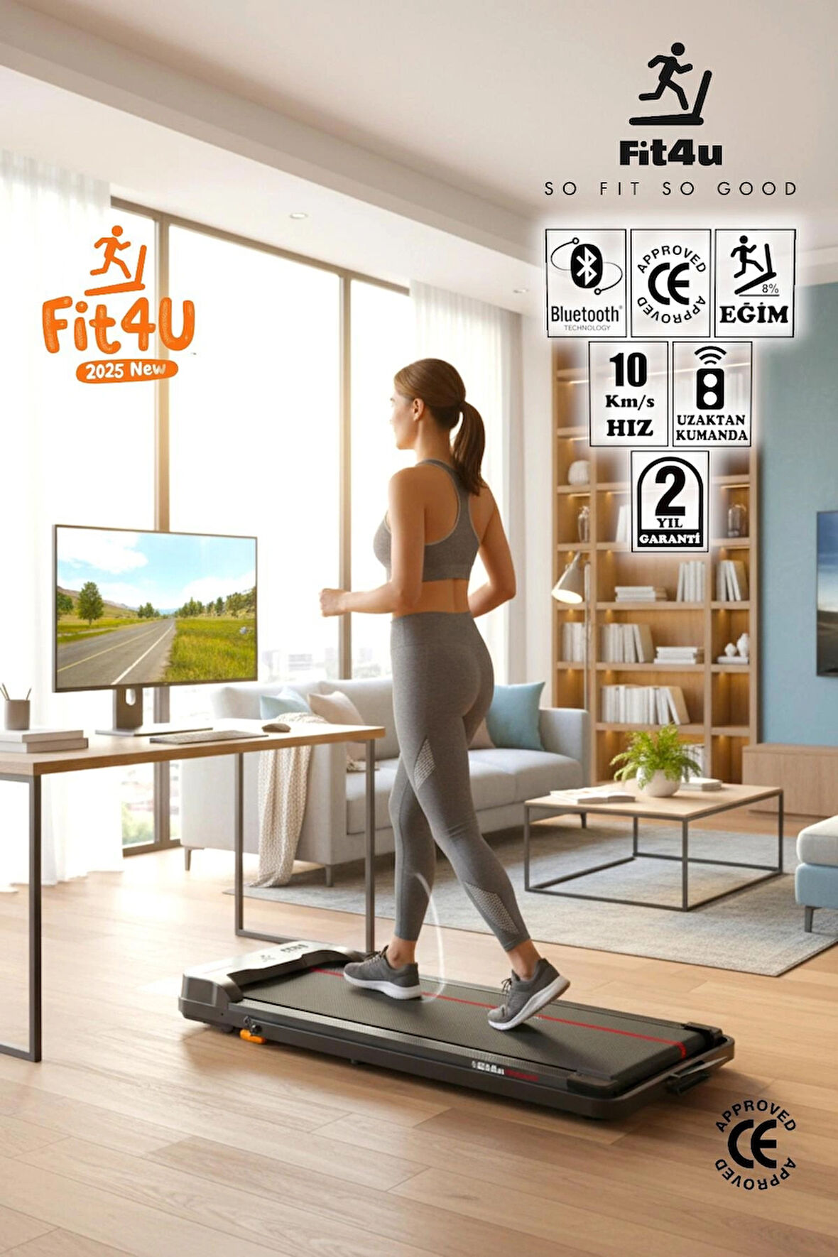 CE Belgeli, Bluetooth Uygulama Eğim Ayarlı Uzaktan Kumanda 10km Hız Katlanabilir Koşu Bandı