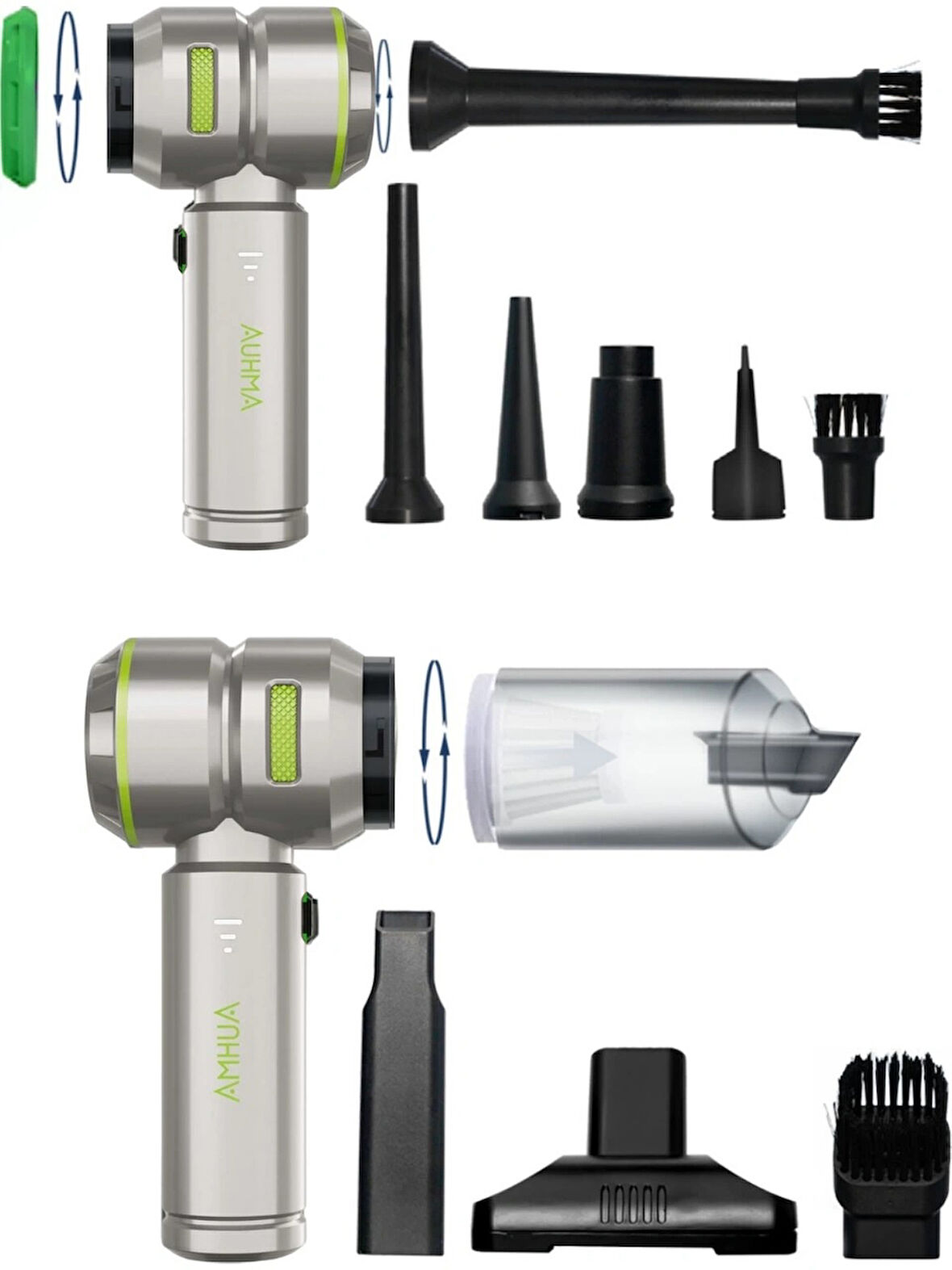 HARVOX Araç İçi Kablosuz Şarjlı Mini Süpürge ve Üfleme Fan