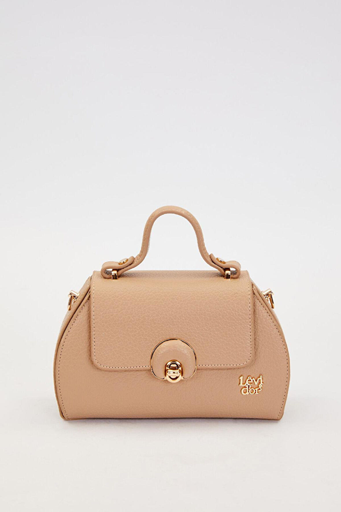 Kapaklı Uzun Askılı Küçük Boy Şık Kadın El ve Omuz Çantası LV930975 Vizon