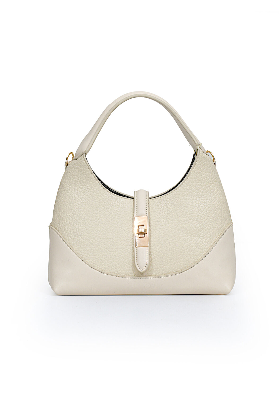 Orta Boy Günlük Uzun Askılı Şık Tasarım Kadın El ve Omuz Çantası LV930978 Krem