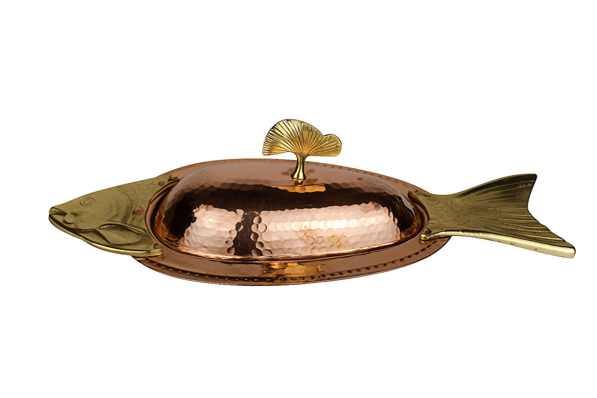 Cuvesta Modern El Yapımı Bakır Balık Servis Tabağı 50cm