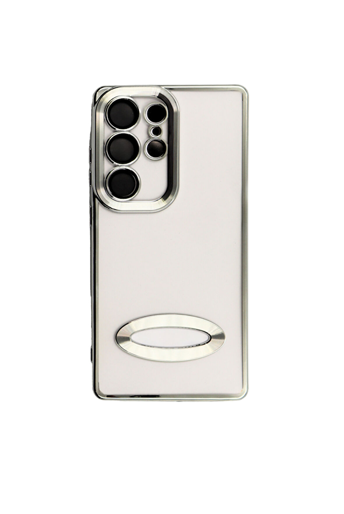 Samsung Galaxy S24 Ultra Metal  Çerçeveli Şeffaf Kılıf  Beyaz