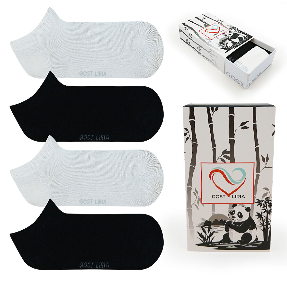 GOST LİRİA- Erkek Bambu Patik Çorap – 4’lü Karışık Renk