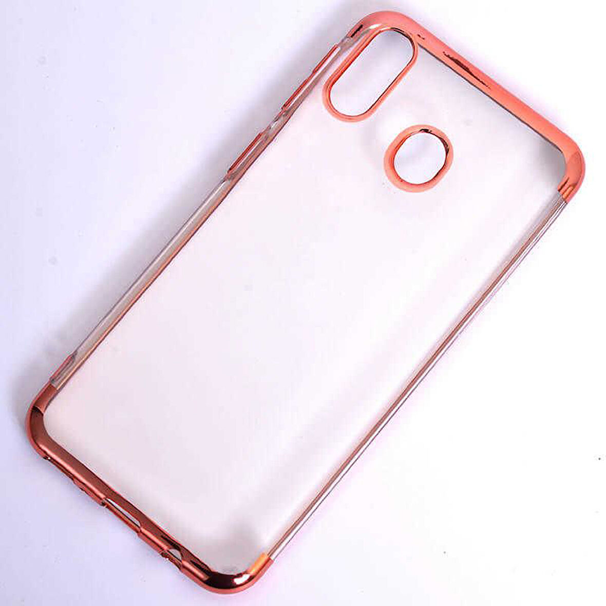 Galaxy M20 Köşeleri Renkli Şeffaf Kamera Korumalı Kılıf