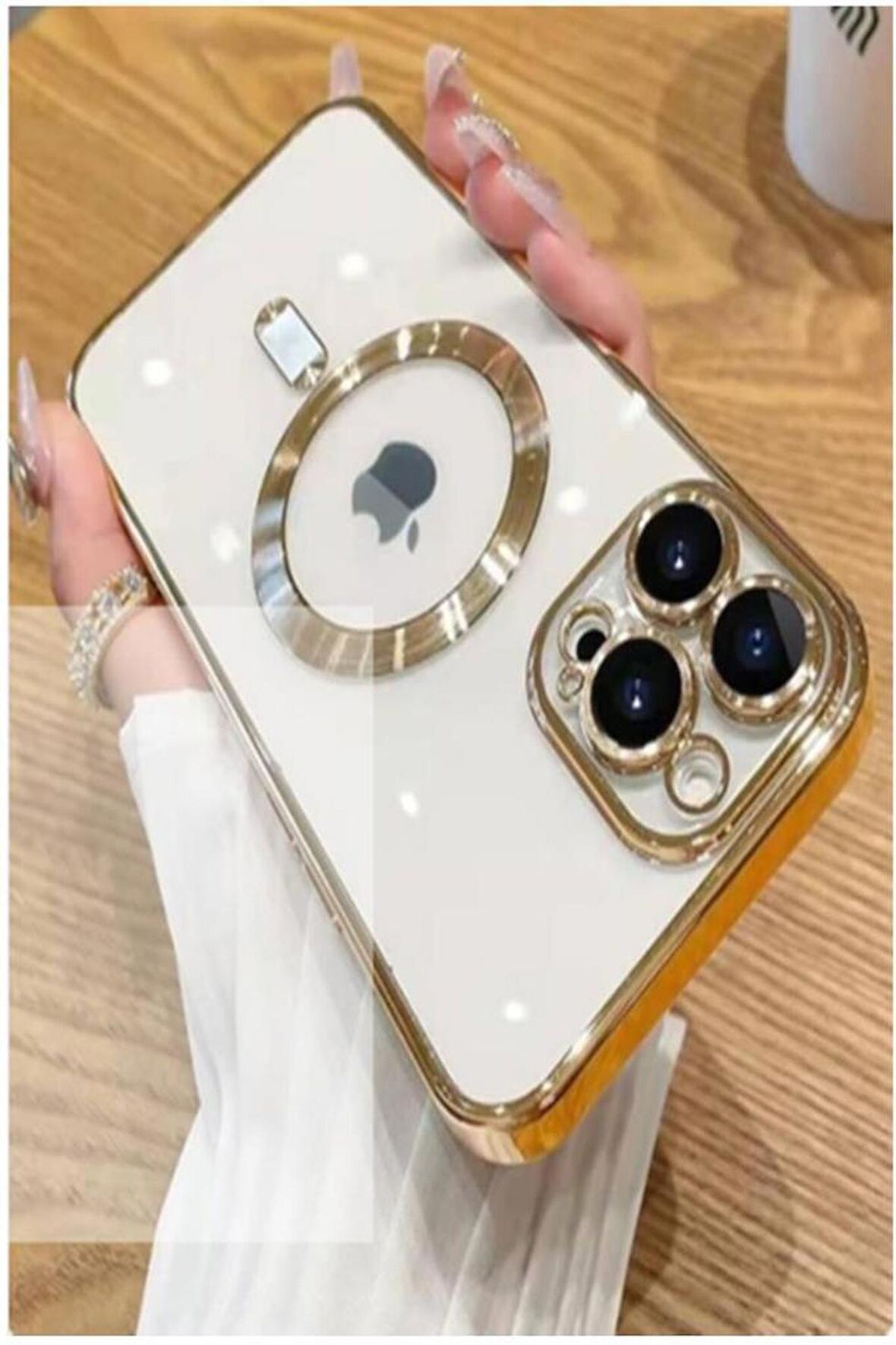 iPhone 14 Pro Kılıf Magsafe Köşeleri Renkli Lüx Şeffaf Kamera Lens Korumalı