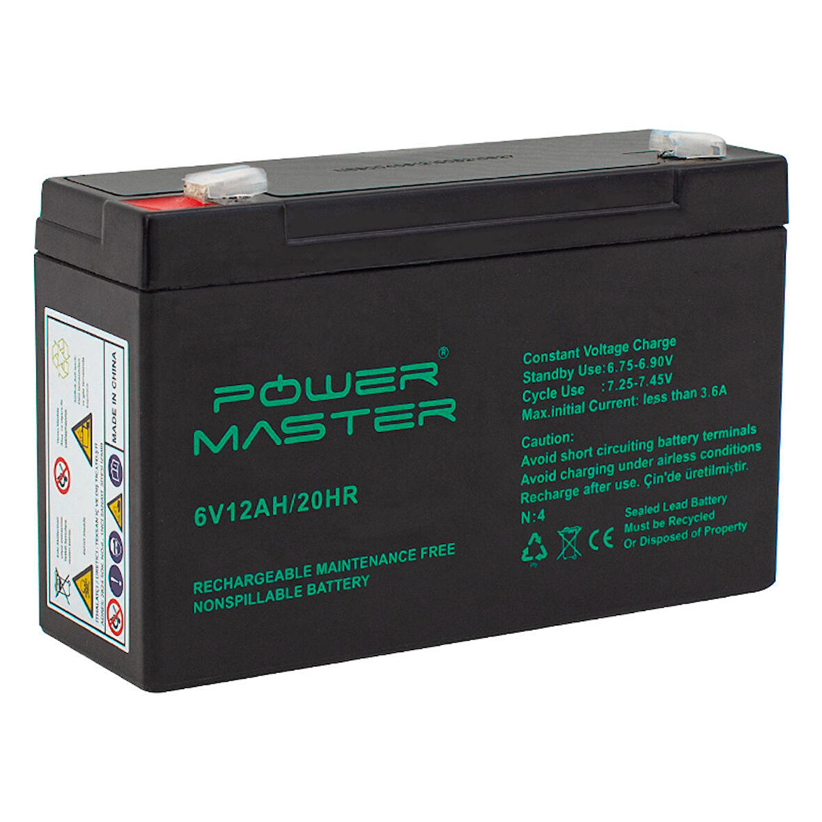 AKÜ 6 VOLT 12 AMPER POWERMASTER ( 150 X 50 X 94 MM )