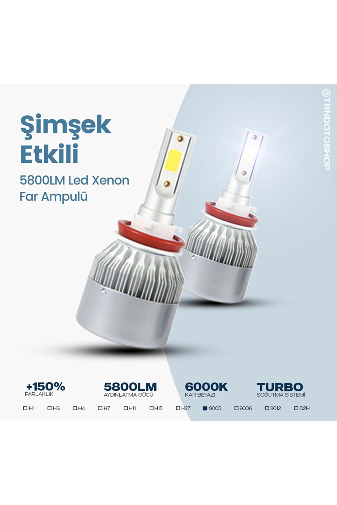 Markası C6 Serisi 9005 Led Xenon Far Ampulü Şimşek Etkili 5800lm Chip On Board 6000k Kar Beyazı