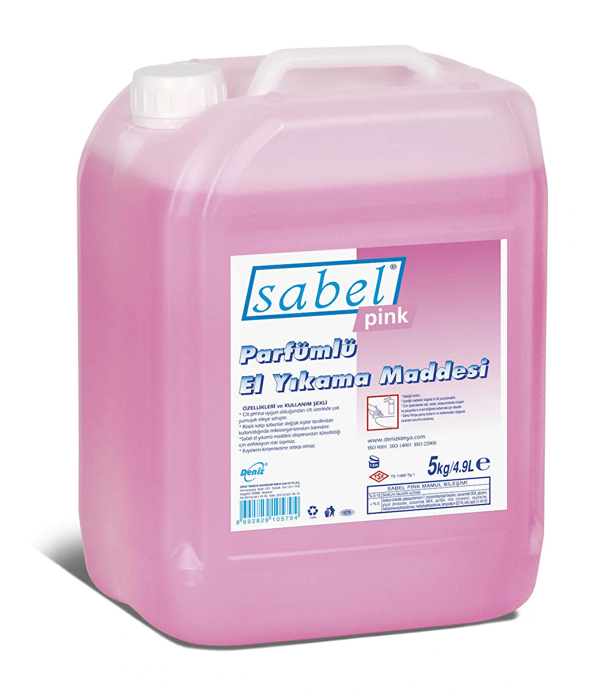 Sabel Pink Sedefli Pembe Sıvı El Sabunu 5 kg