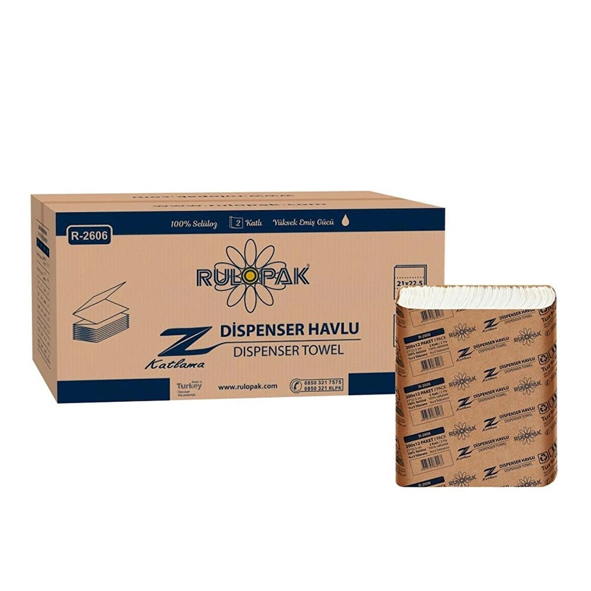Rulopak Z Katlama Havlu Kağıt (12 Paket X 200 Yaprak)