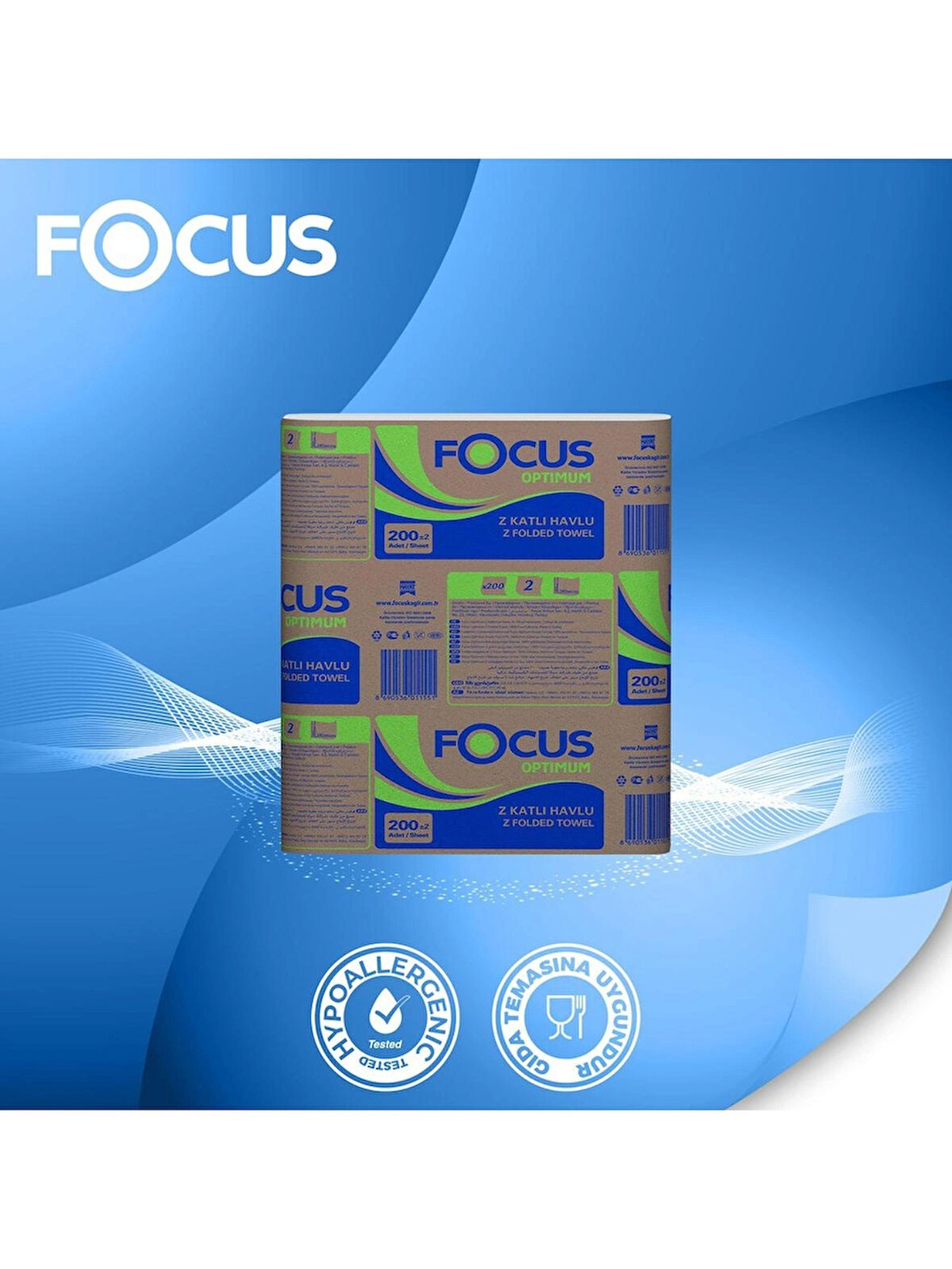 Focus Optimum Z Katlama Kağıt Havlu (12 PAKET X 200 YAPRAK)