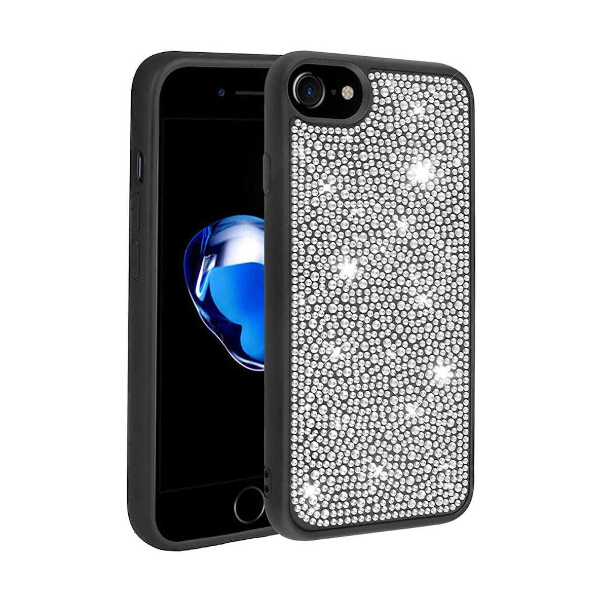 Apple iPhone SE 2022 Kılıf Parlak Taşlı Tasarım Zore Ston Kılıf