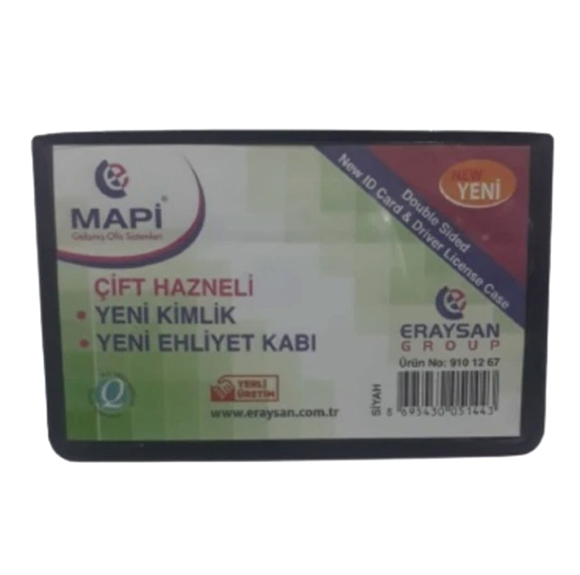 Mapi Ehliyet Kimlik Kabı Çift Hazneli Siyah - 6 adet