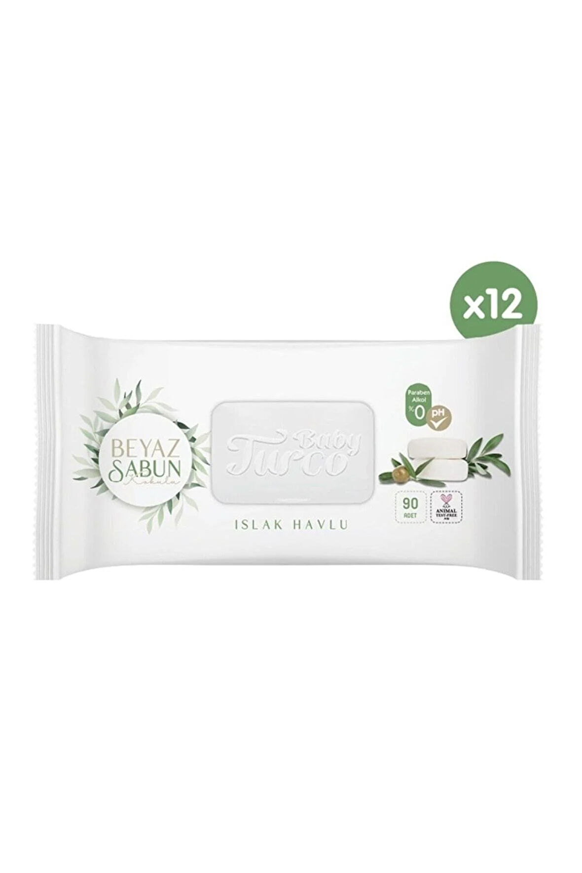 12 Adet Beyaz Sabun Kokulu Islak Havlu 90'lı