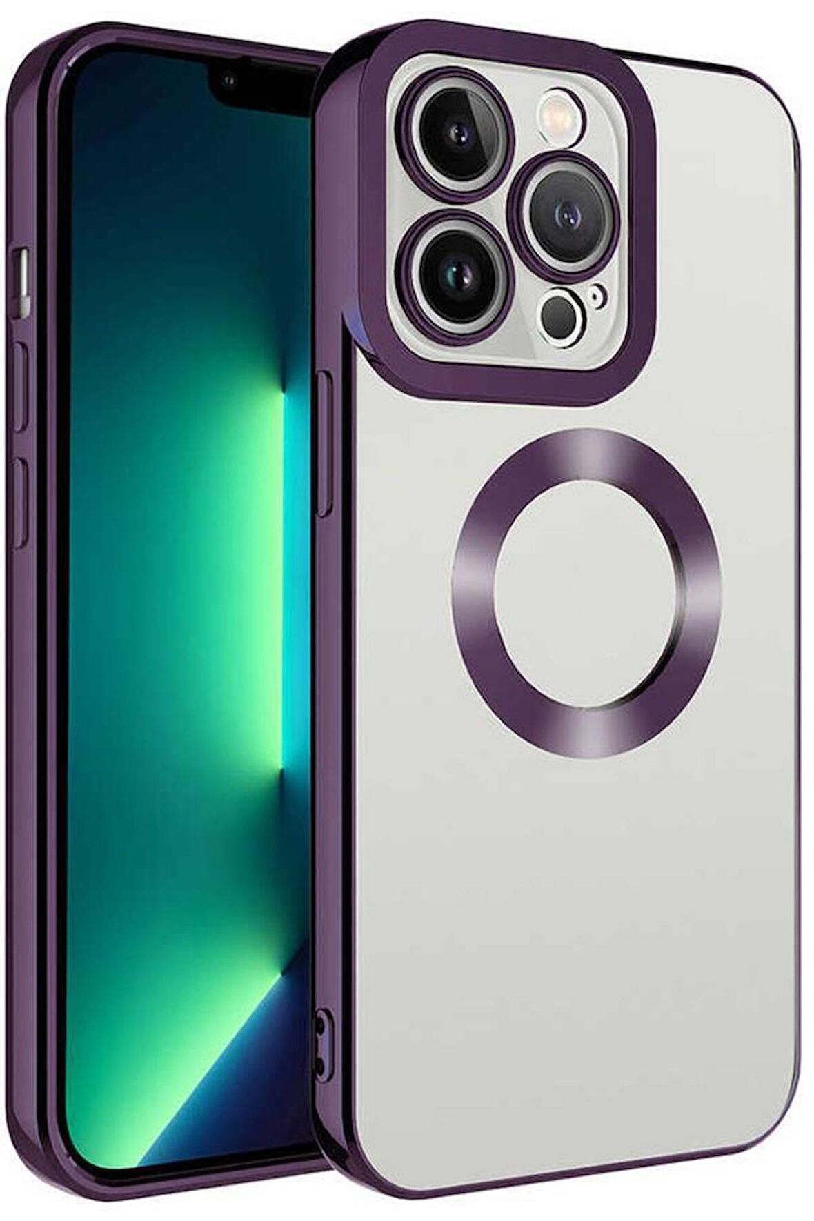 iPhone 13 Pro Kılıf Köşeleri Renkli Şeffaf Kamera Korumalı Silikon Luxury Kapak