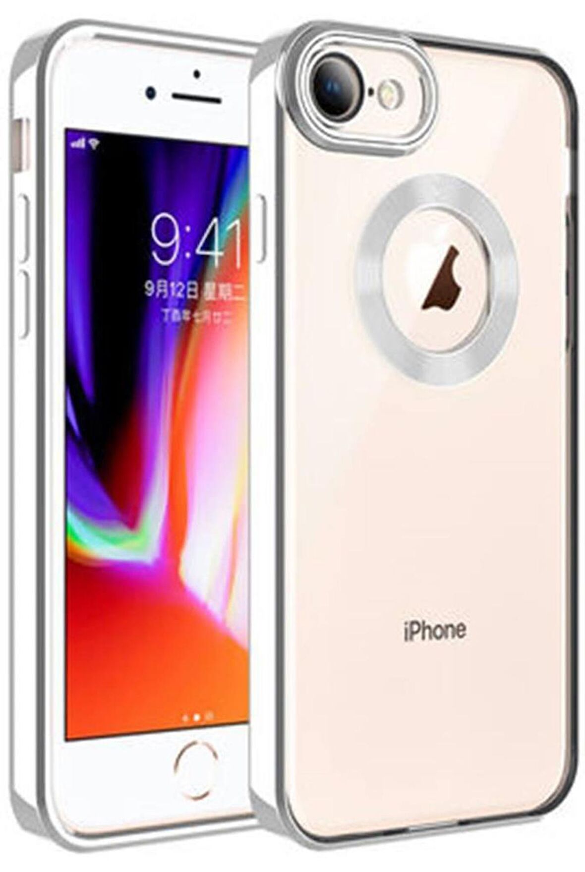 iPhone SE 2022 Kılıf Köşeleri Renkli Şeffaf Kamera Korumalı Silikon Luxury Kapak