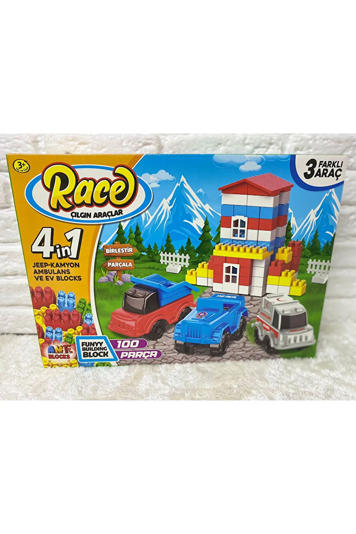 Ant Blok Çılgın Araçlar Eğitici Eğlenceli Zeka Geliştirici Blok Seti 4 İn 1 - 100 Parça