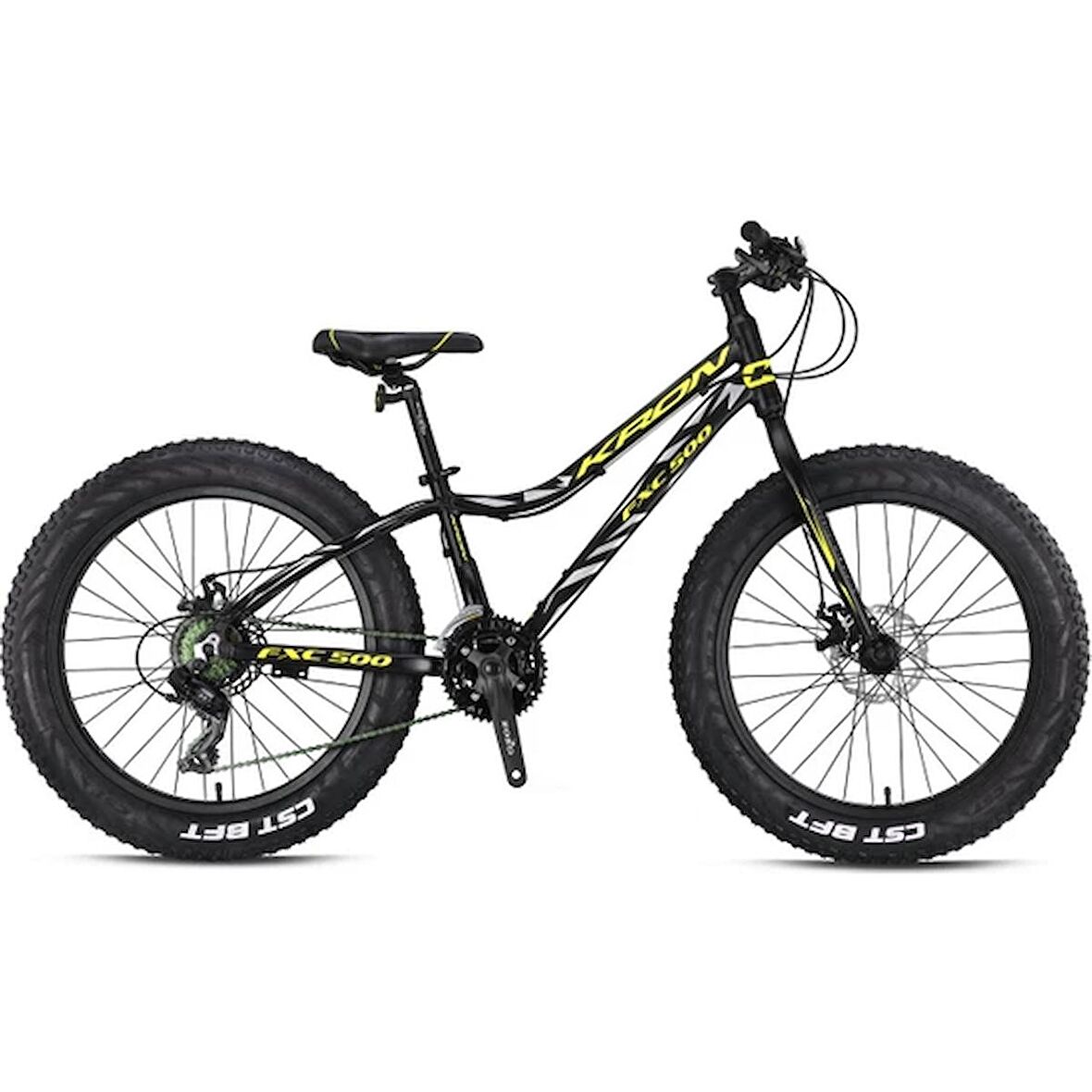 Kron Fxc 500 - 24 Mtb - 13 - 21 Vites - Mekanik Disk Fren - Mat Siyah-Neon Sarı/Gri