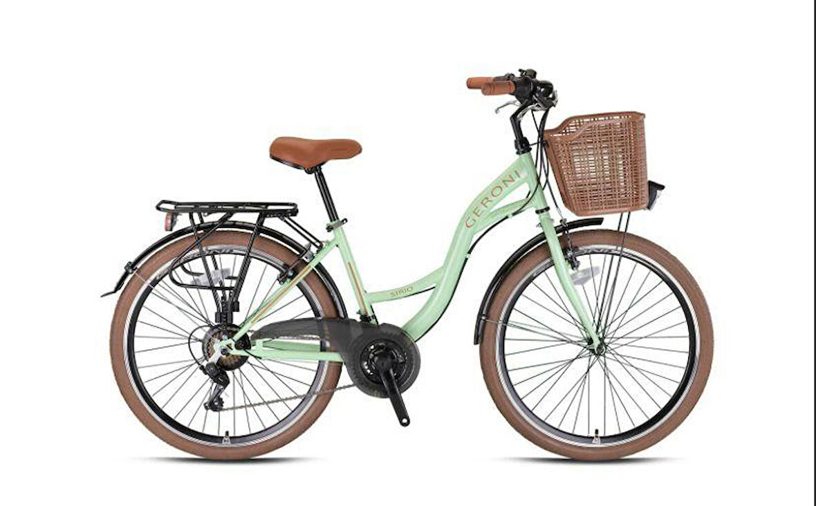 Geroni SIRIO - 26" City Bike - 21 Vites - V.B. - Mint Yeşili-Kahverengi - Shimano