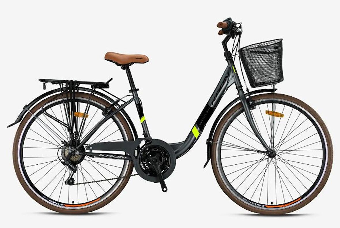 TETRA 3.0 - 28" City Bike - 15' - 21 Vites - V.B. - Mat Füme-Siyah/Neon Sarı