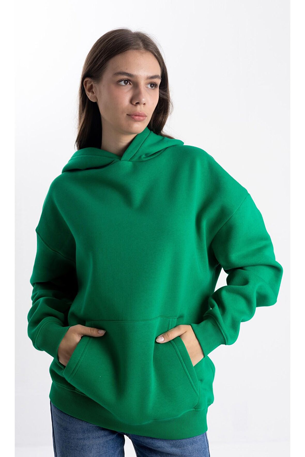 Yeşil Kapşonlu sweatshirt