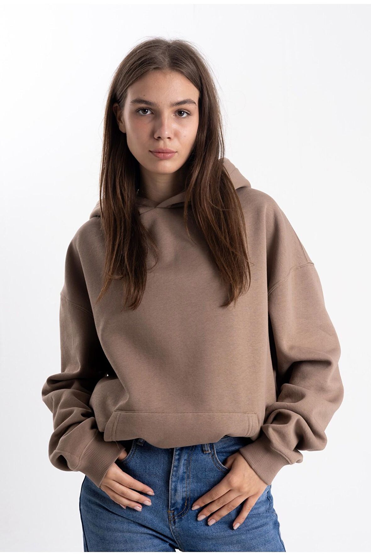 Kahve Kapşonlu sweatshirt