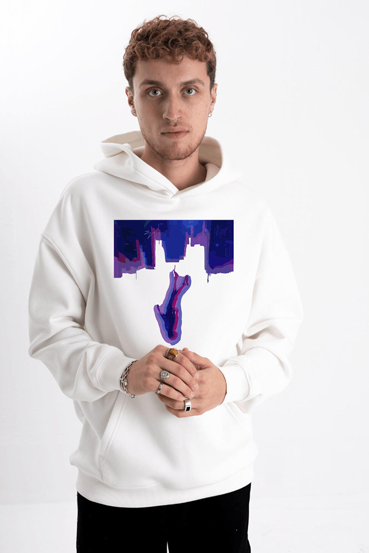 Unisex Cactus Mavi Rüya Kapşonlu Sweatshirt