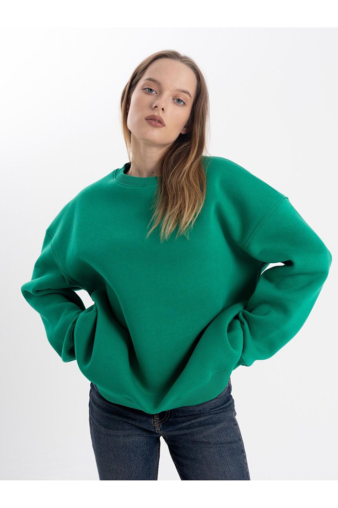 Unisex Yeşil Sweatshirt Oversize