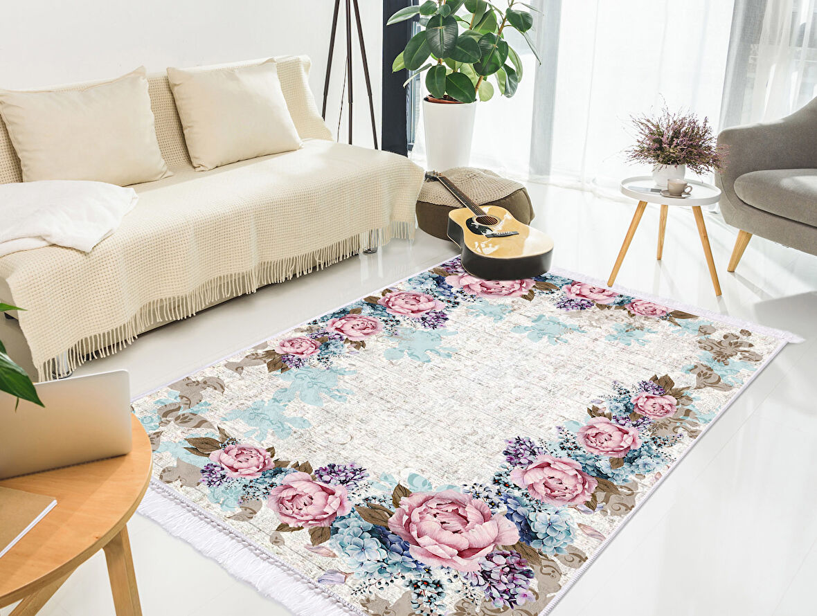 Dekoreko İpek Halı Dijital Saçaklı 1821 Desen 1