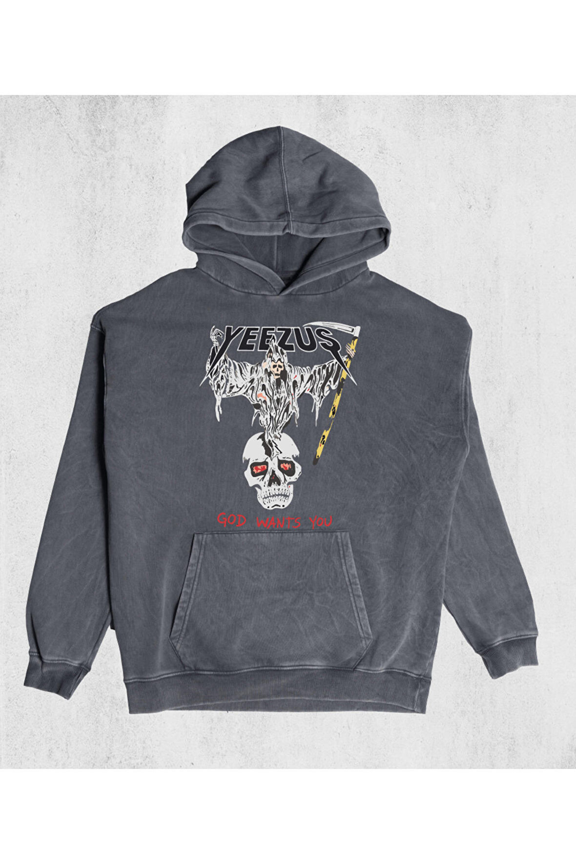 Unisex Eskitme Yezuş Kapüşonlu Sweatshirt