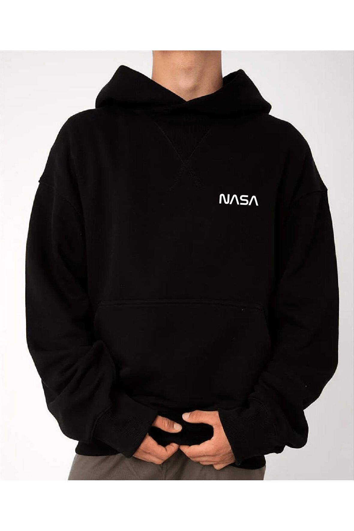 Unisex Oversize Nasa Kapüşonlu Sweatshirt